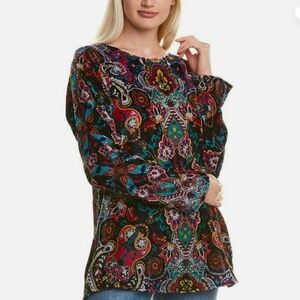 Johnny Was Multicolor Floral Frye Raglan long sleeve Large NWT blouse